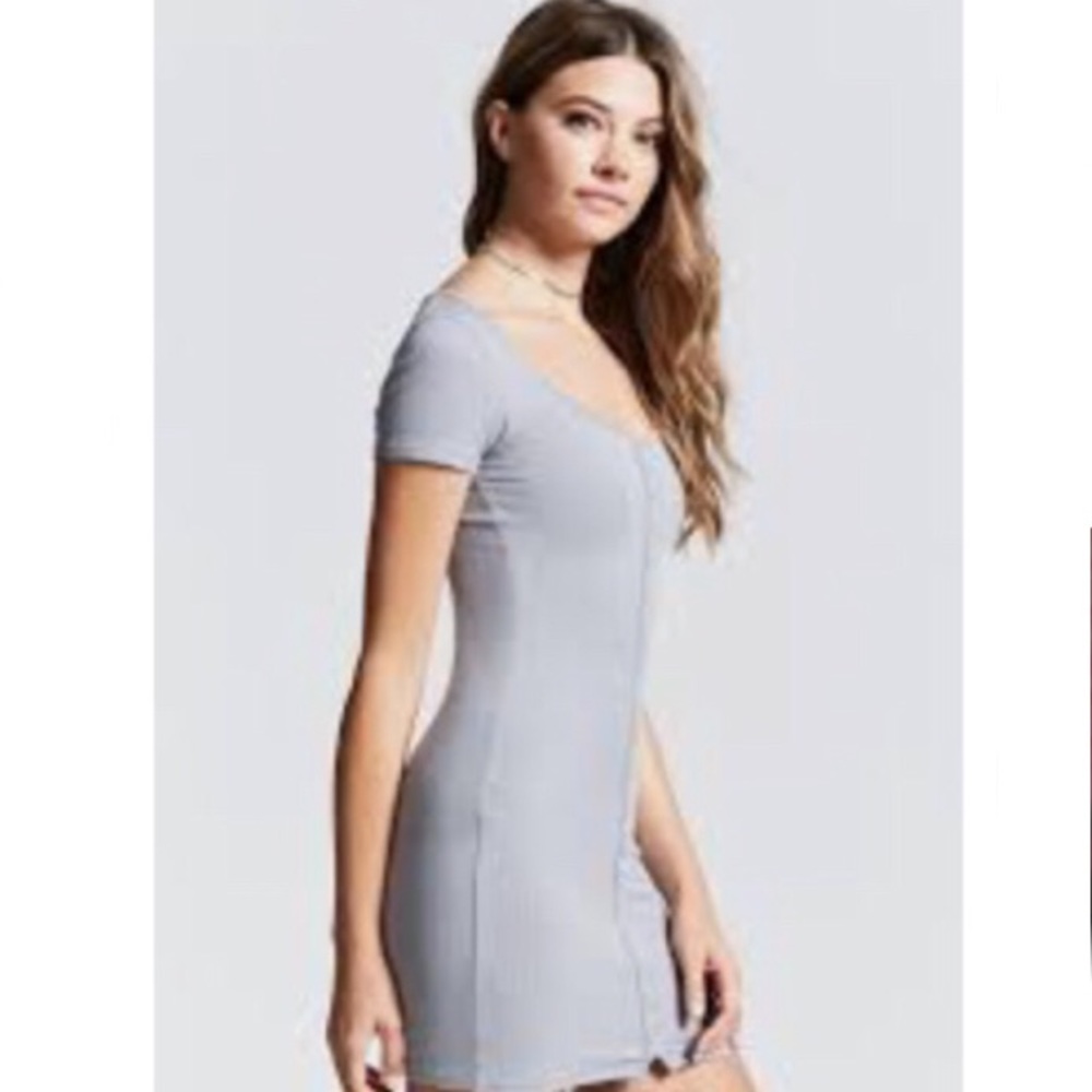 Light Blue buttoned mini dress